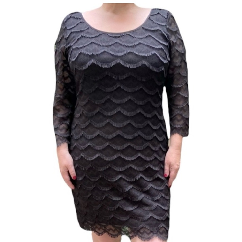 INC International Concepts Black Scallop Lace Dress